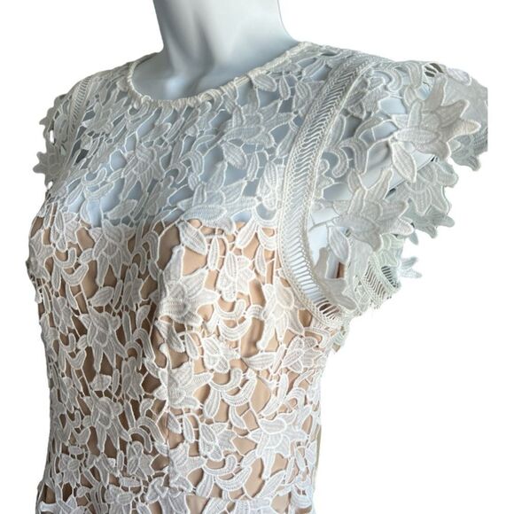 ELIZA J Lace Asymmetric Fit & Flare Dress White Color Size 2 - Picture 3 of 8
